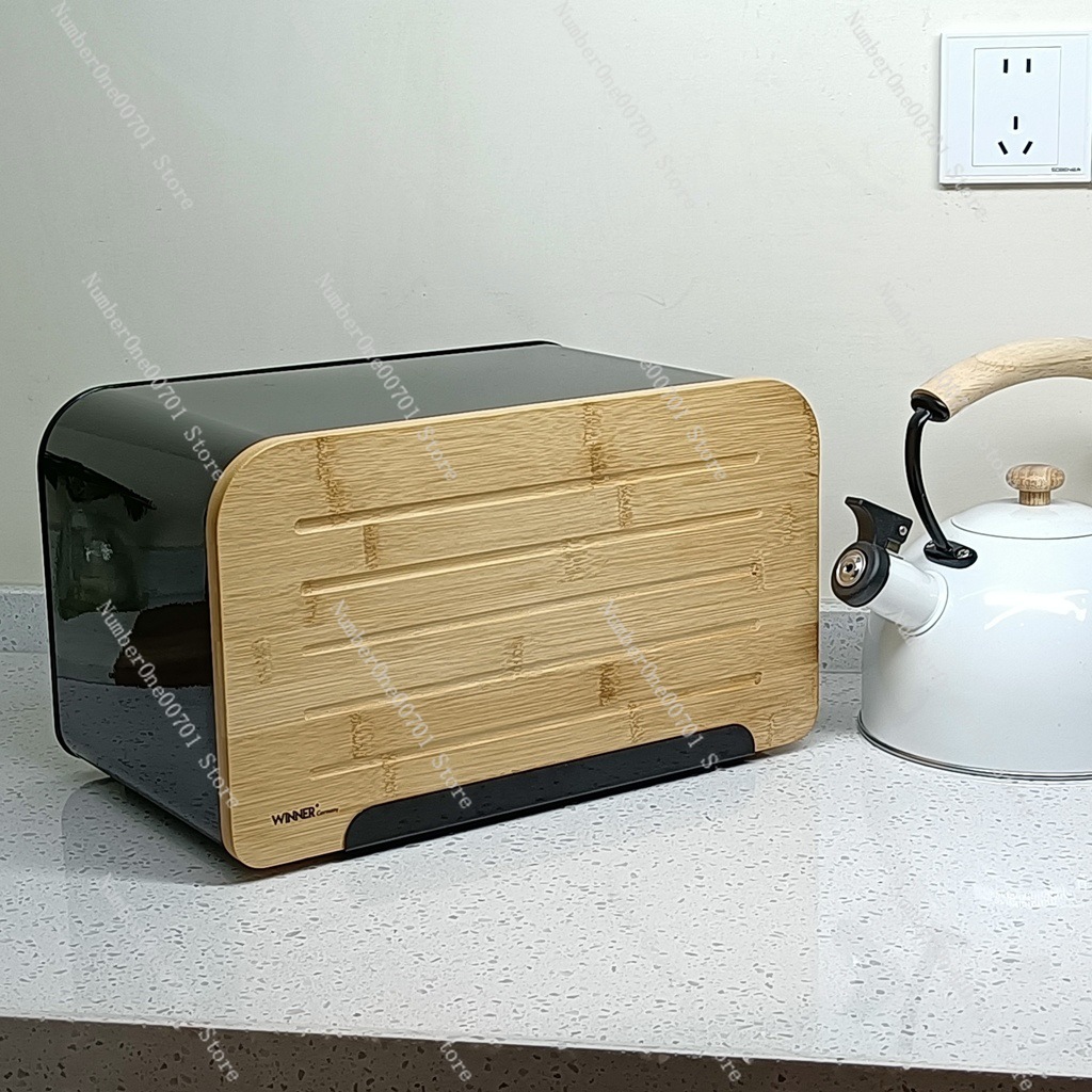 Bread Box Bamboo - 대나무 뚜껑이 있는 주방 빵 보관함,