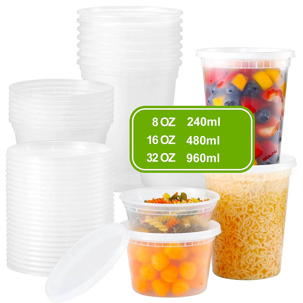 Food Storage Variety Pack - 플라스틱 델리 음식 용기(뚜껑 포함), 8oz