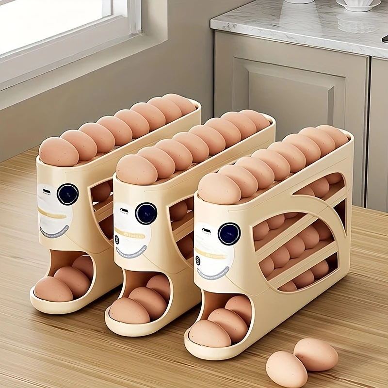 Food Storage Large Plastic Containers - 3단 회전식 계란 보관함 (냉장고용) 24개