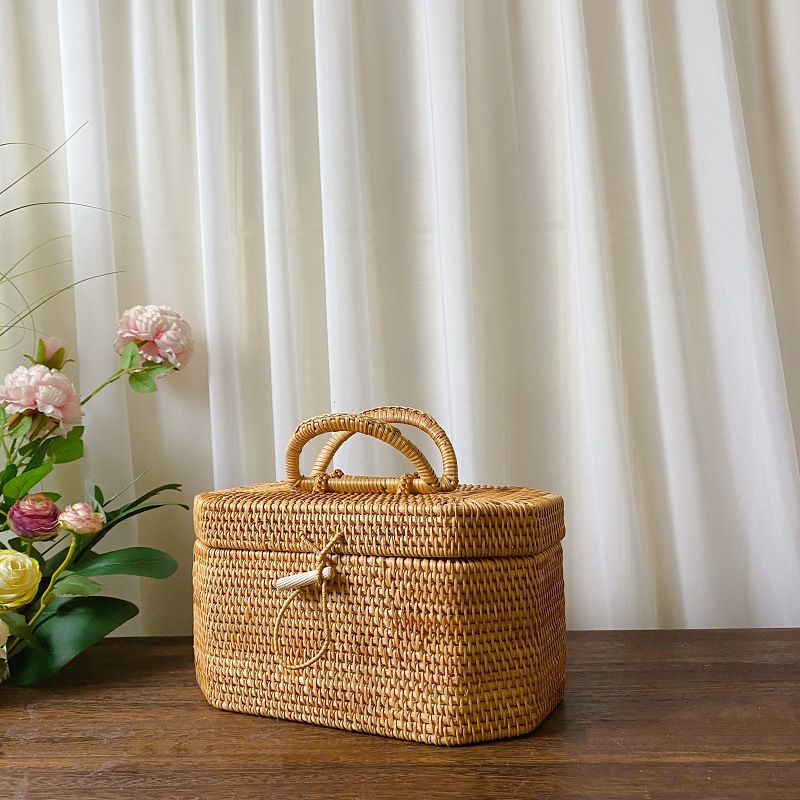 Bread Box Bamboo - 주방 손으로 짠 등나무 보관 상자