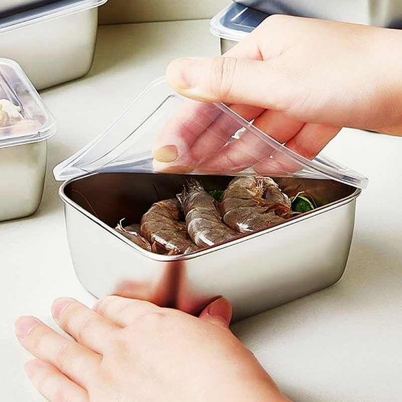 Food Storage And Preparation - 플라스틱 뚜껑이 있는 스테인리스 스틸 냉장고