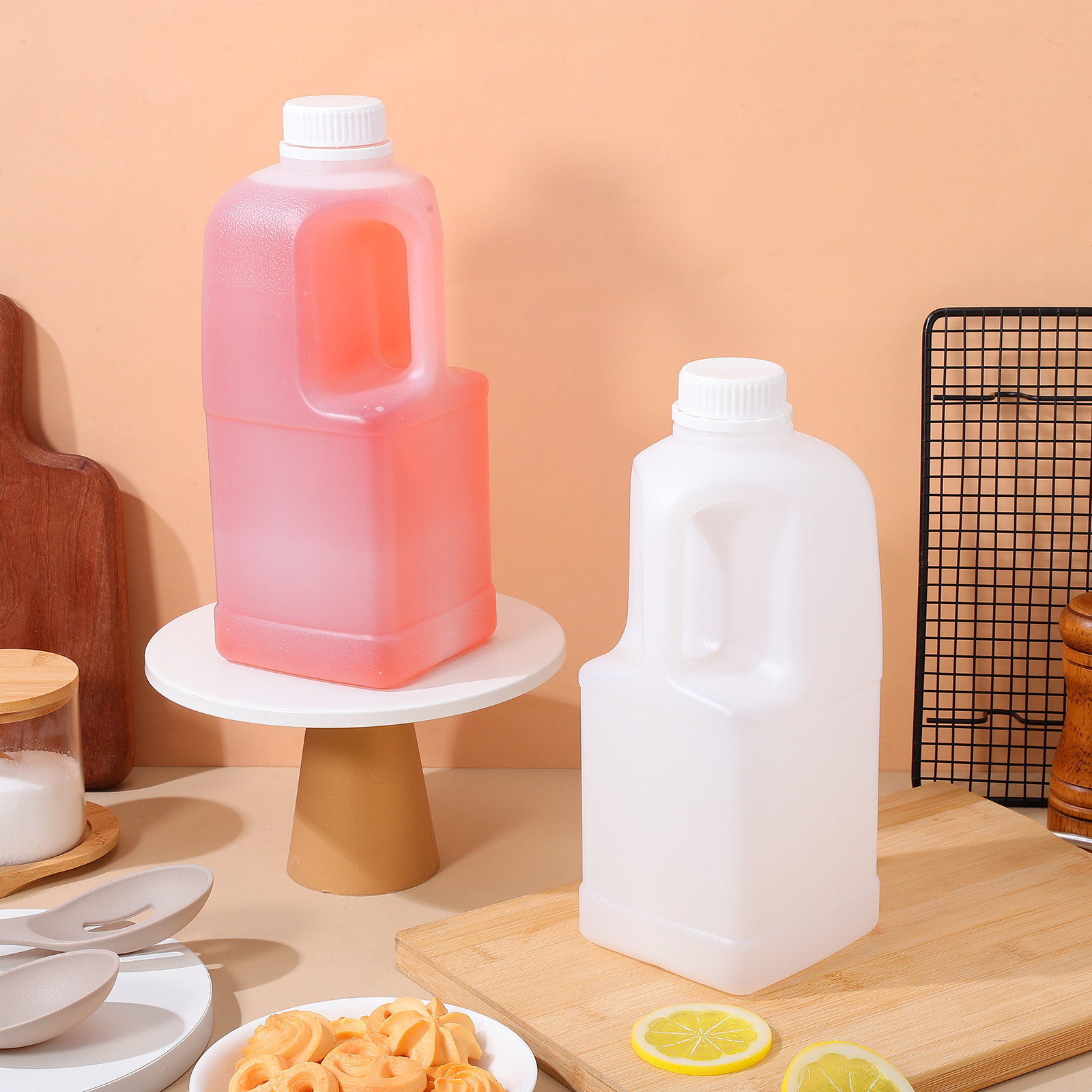 Food Storage Large Plastic Containers - 3개 대용량 2갤런 물 저장 용기(뚜껑