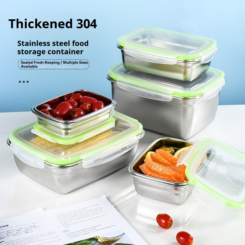 Food Storage Kitchen Container Set - 304 스테인리스 스틸 도시락 세트, 실리콘