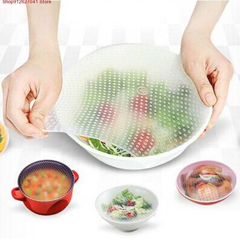 Food Storage Variety Pack - 4개입 실리콘 재사용 가능한 그릇 덮개,