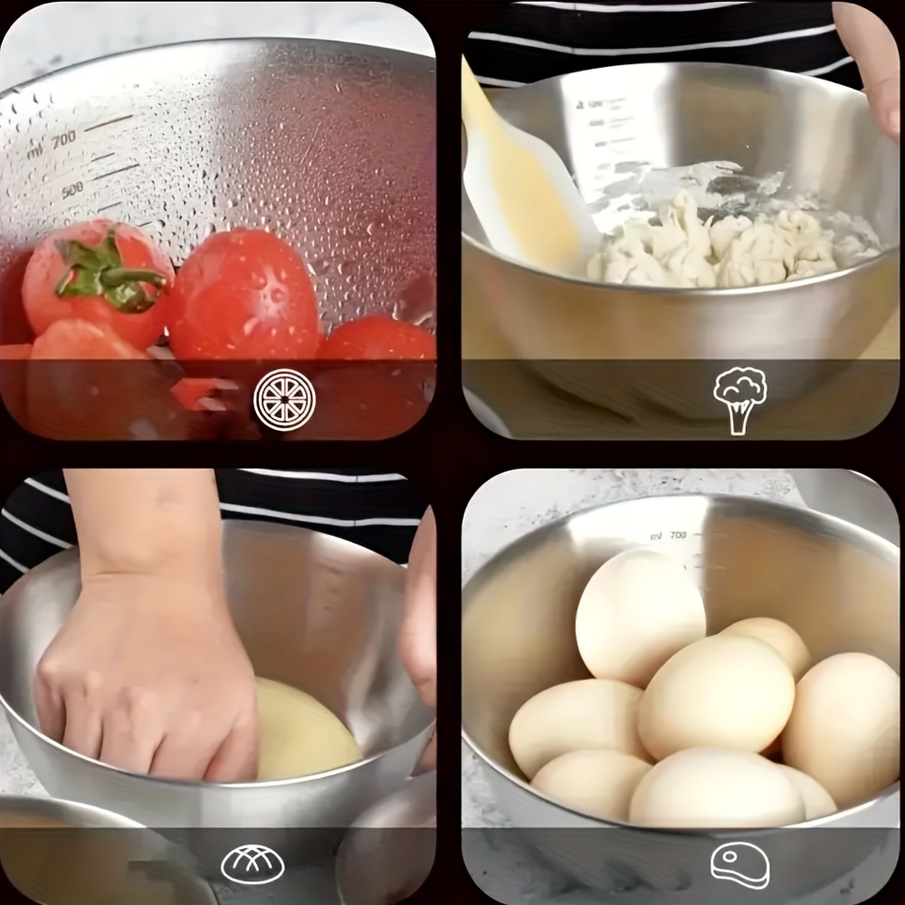 4종 세트 스테인리스 스틸 샐러드 볼, 눈금 표시 주방 - Food Storage And Preparation 리뷰 및 가격
