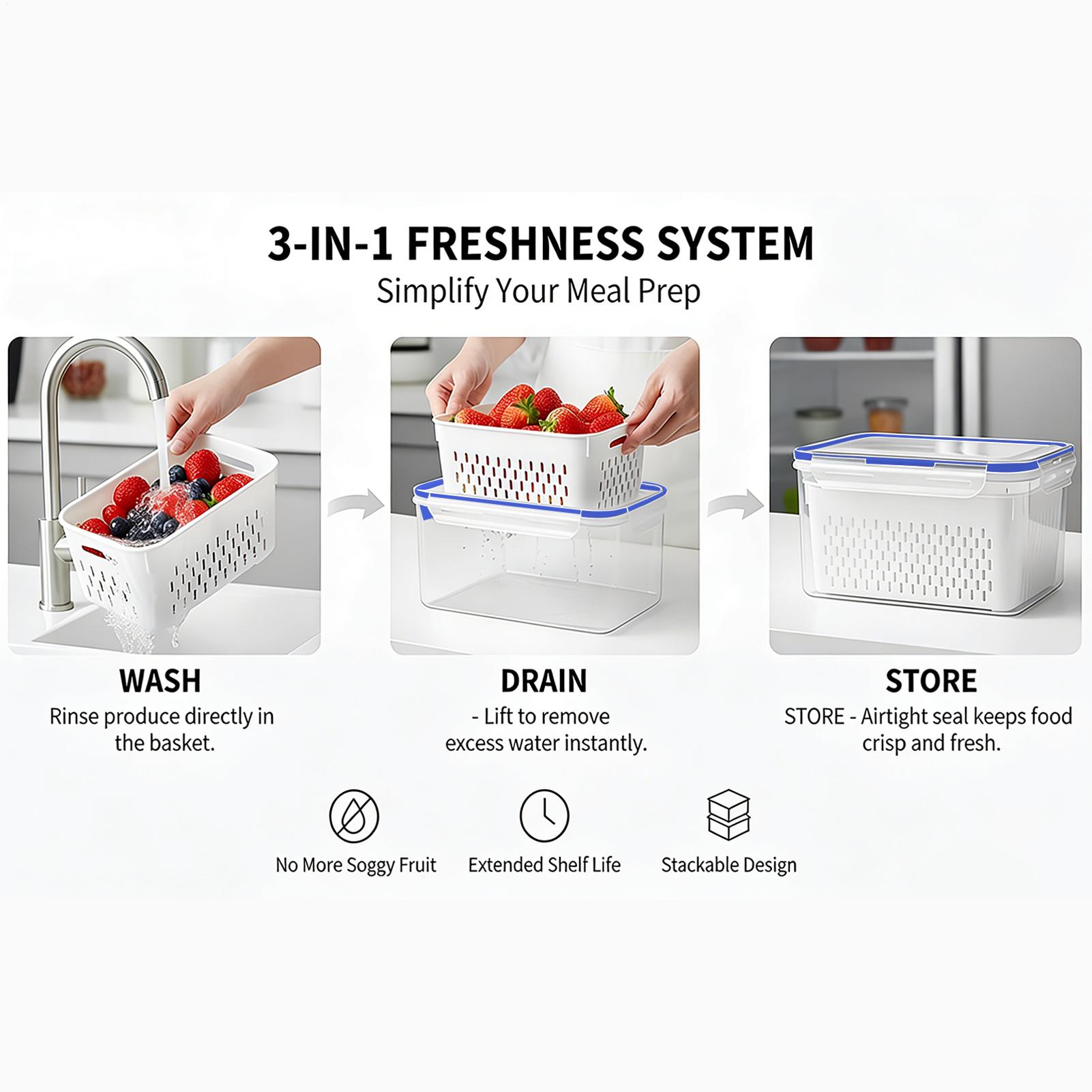 4 in 1 식품 보관 용기 4 in 1 투명 누수 방 - Food Storage Vegetables 리뷰 및 가격
