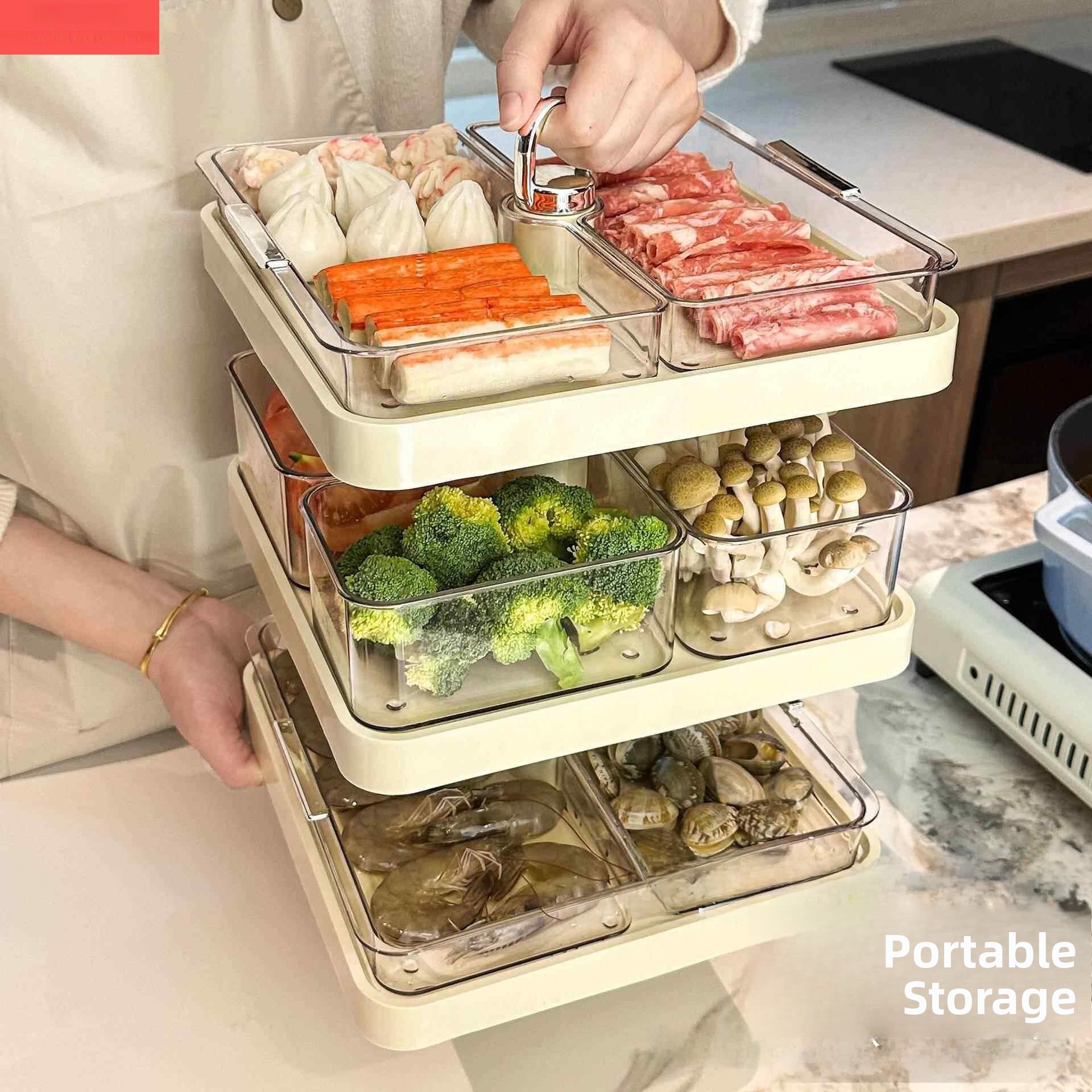다용도 회전식 그리드 랙, 핫팟용, 가정용 주방 수납, - Food Storage And Preparation 리뷰 및 가격
