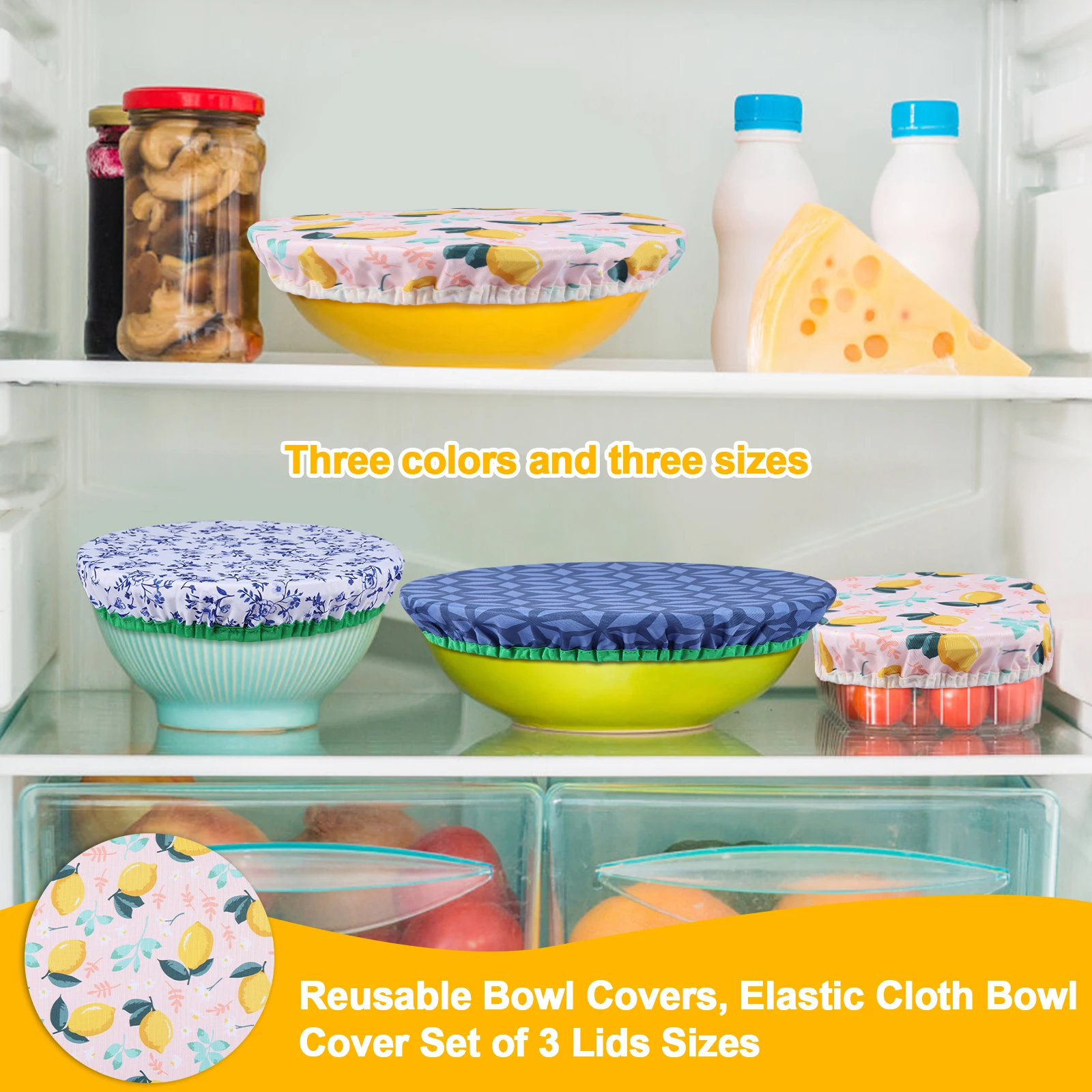 3Pcs 그릇 커버 세트 탄성 재사용 가능한 그릇 커버 - Food Storage Kitchen Container Set 리뷰 및 가격