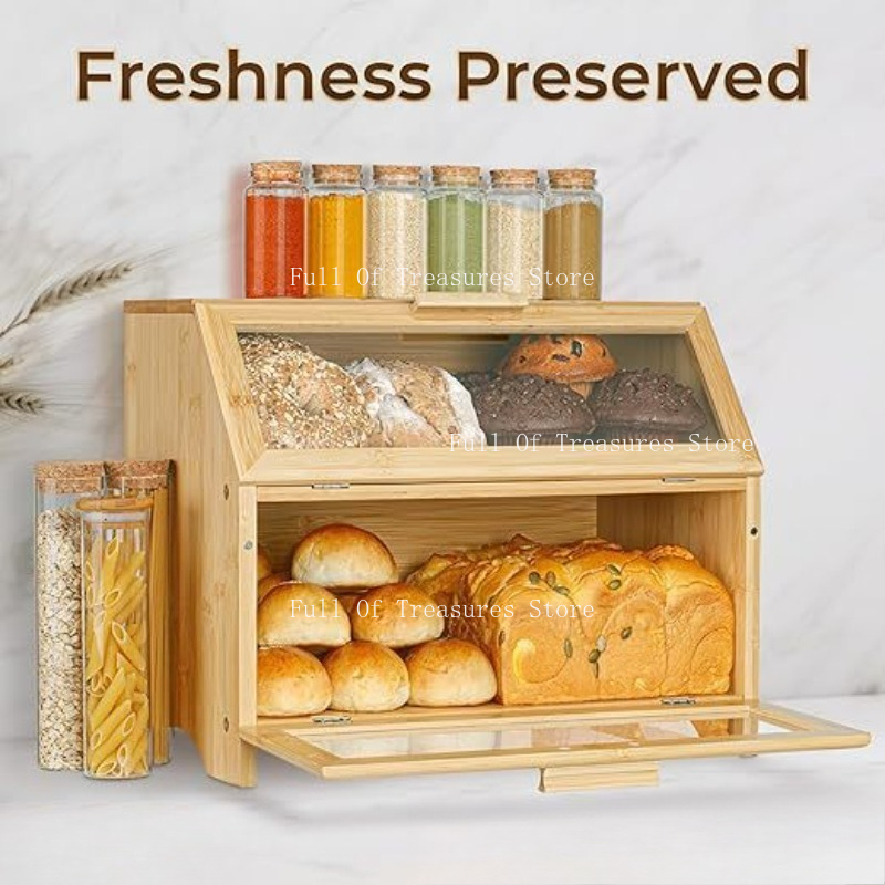 대나무 빵 보관함, 가정용 주방 음식 및 케이크 보관에 - Bread Box Bamboo 리뷰 및 가격