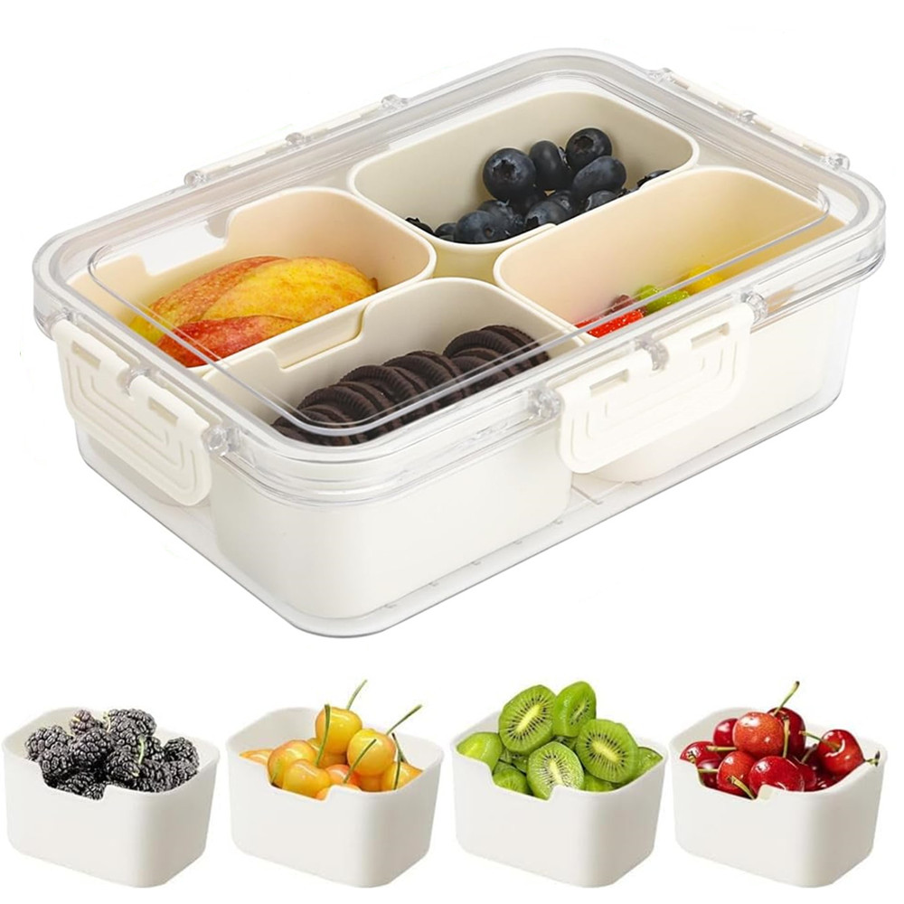 휴대용 식품 보관함, 스낵 보관함, 뚜껑이 있는 4칸, - Food Storage System 리뷰 및 가격