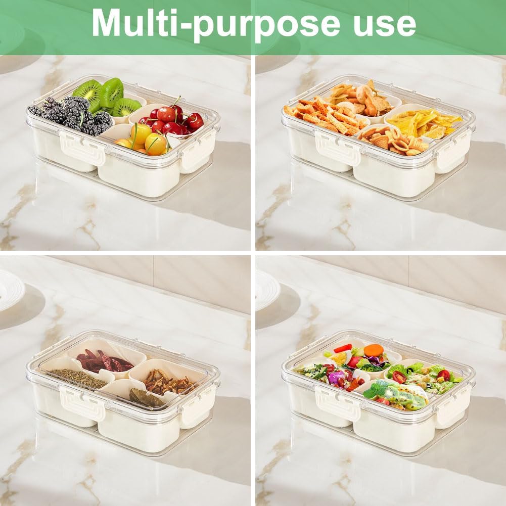 휴대용 식품 보관함, 스낵 보관함, 뚜껑이 있는 4칸, - Food Storage System 리뷰 및 가격
