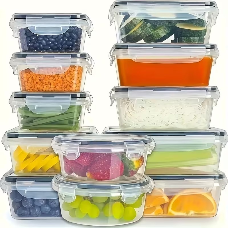 4개의 투명 식품 보관 용기(스냅 뚜껑 포함), 과일, - Food Storage Vegetables 리뷰 및 가격