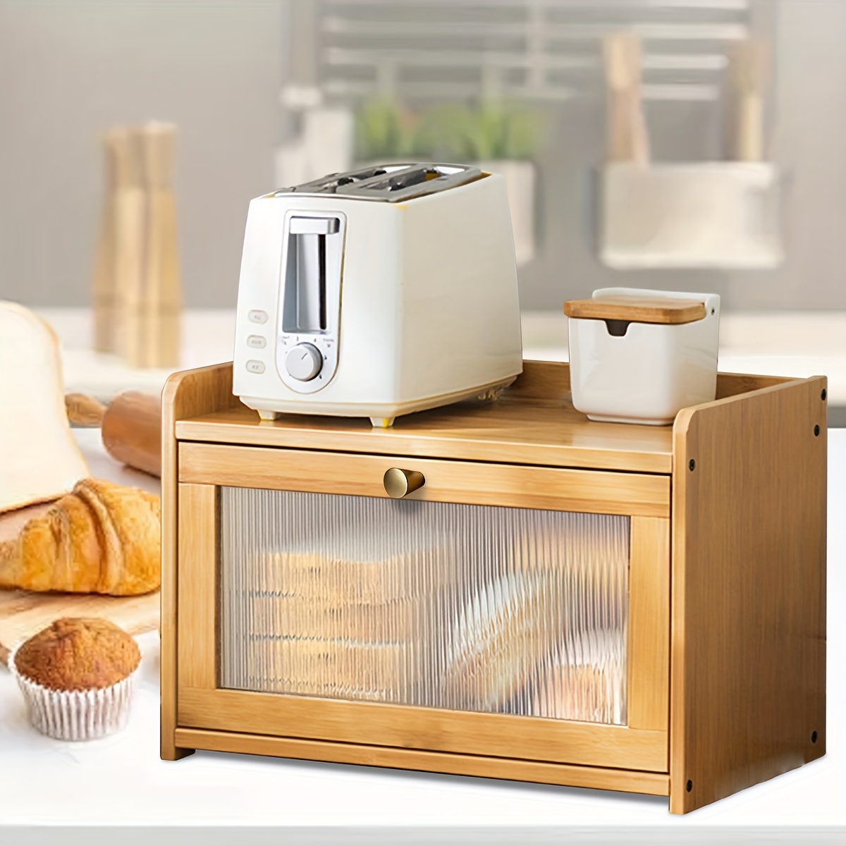 투명 창이 있는 2단 대나무 빵 상자, 대형 빈티지 주 - Bread Box Bamboo 리뷰 및 가격
