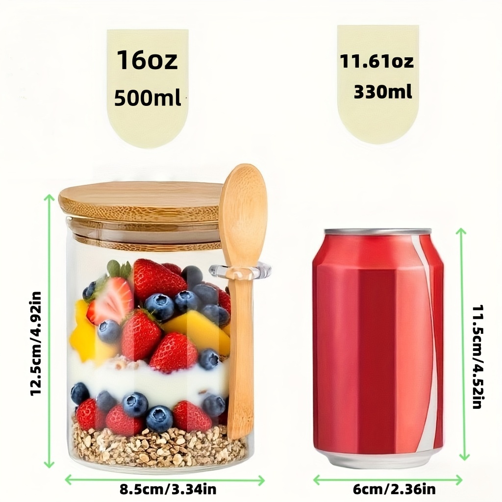 1/2/4/8개입 오트밀 유리컵 세트, 뚜껑과 스푼 포 - Food Storage Yogurt 리뷰 및 가격