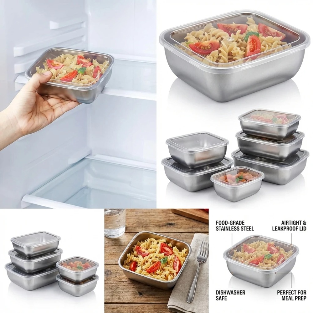 6pcs 스텐 밀폐 용기 스텐 반찬통 누수 방지 6pc - Food Storage Kitchen Container Set 리뷰 및 가격