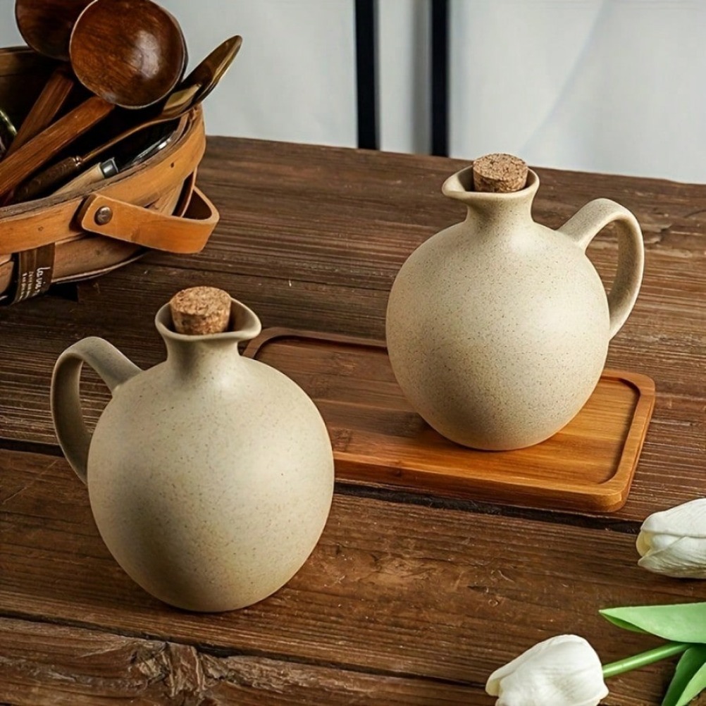 거친 도자기 스타일 대용량 오일 병 칠리 오일 병 간장 - Food Storage Kitchen Container Set 리뷰 및 가격