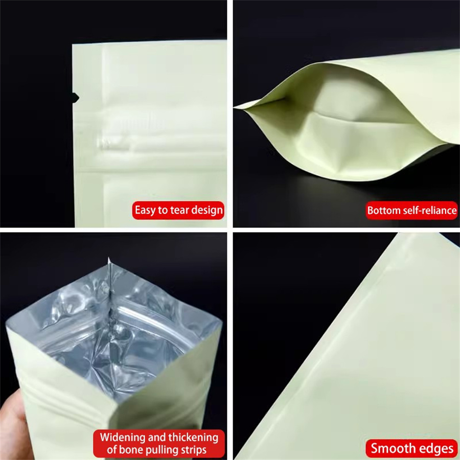 50/100개 무광택 연황색 지퍼 스탠드업 파우치(티어 - Food Storage For 리뷰 및 가격