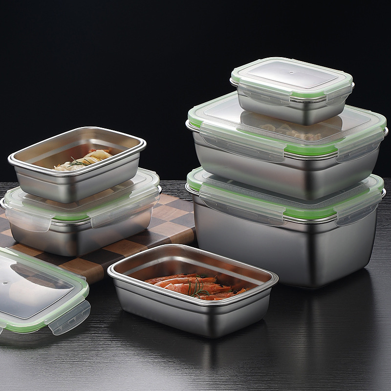 304 스테인리스 스틸 도시락 세트, 실리콘 투명 뚜껑 - Food Storage Kitchen Container Set 리뷰 및 가격