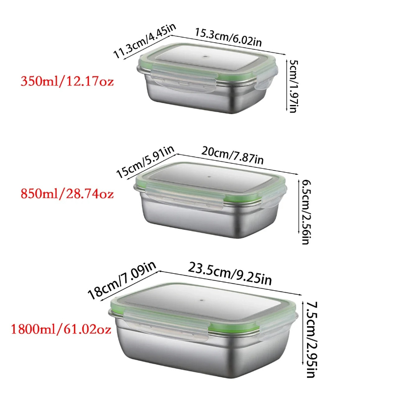 304 스테인리스 스틸 도시락 세트, 실리콘 투명 뚜껑 - Food Storage Kitchen Container Set 리뷰 및 가격