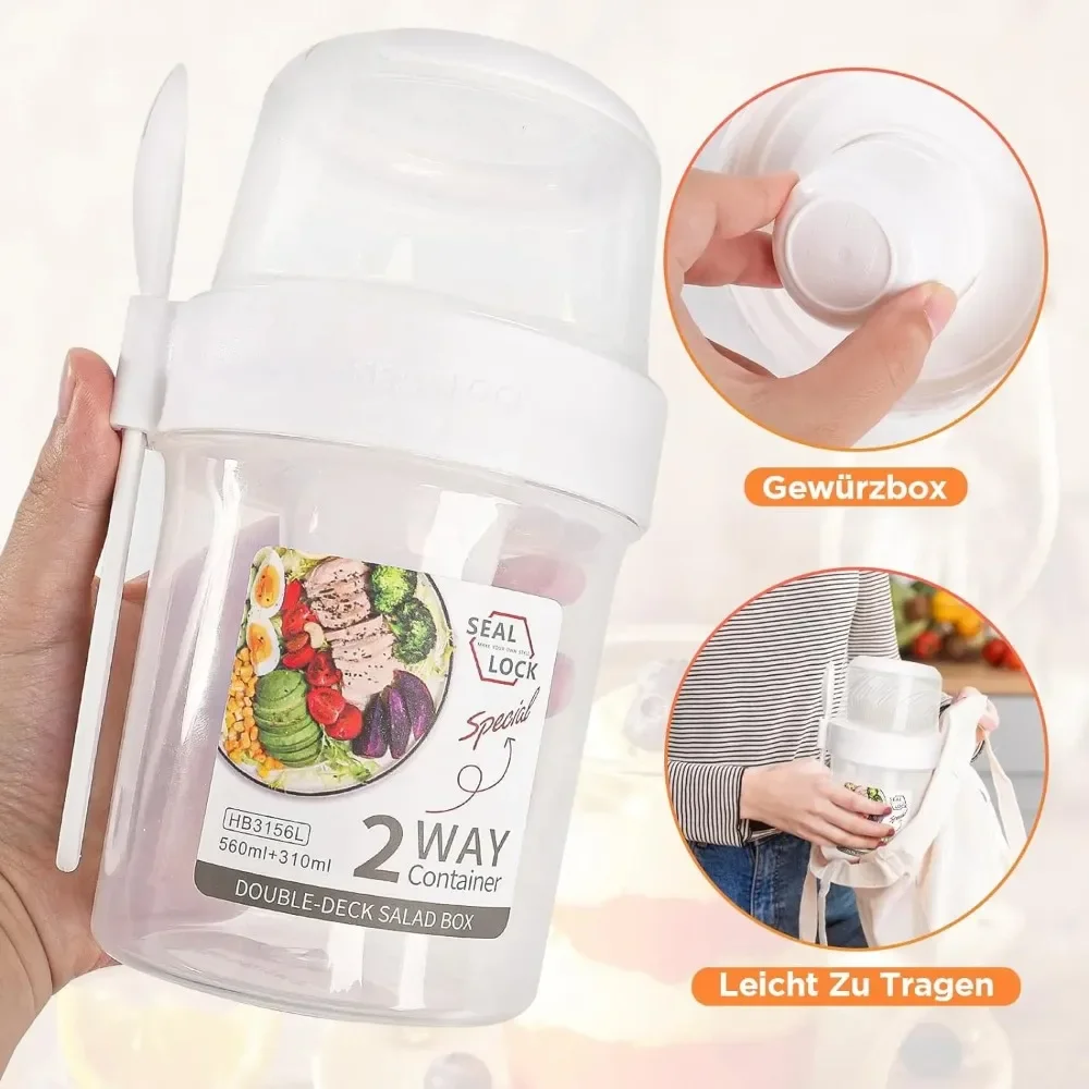 샐러드 컵 아침 식사 컵 휴대용 식품 저장 도시락 상자 - Food Storage Yogurt 리뷰 및 가격