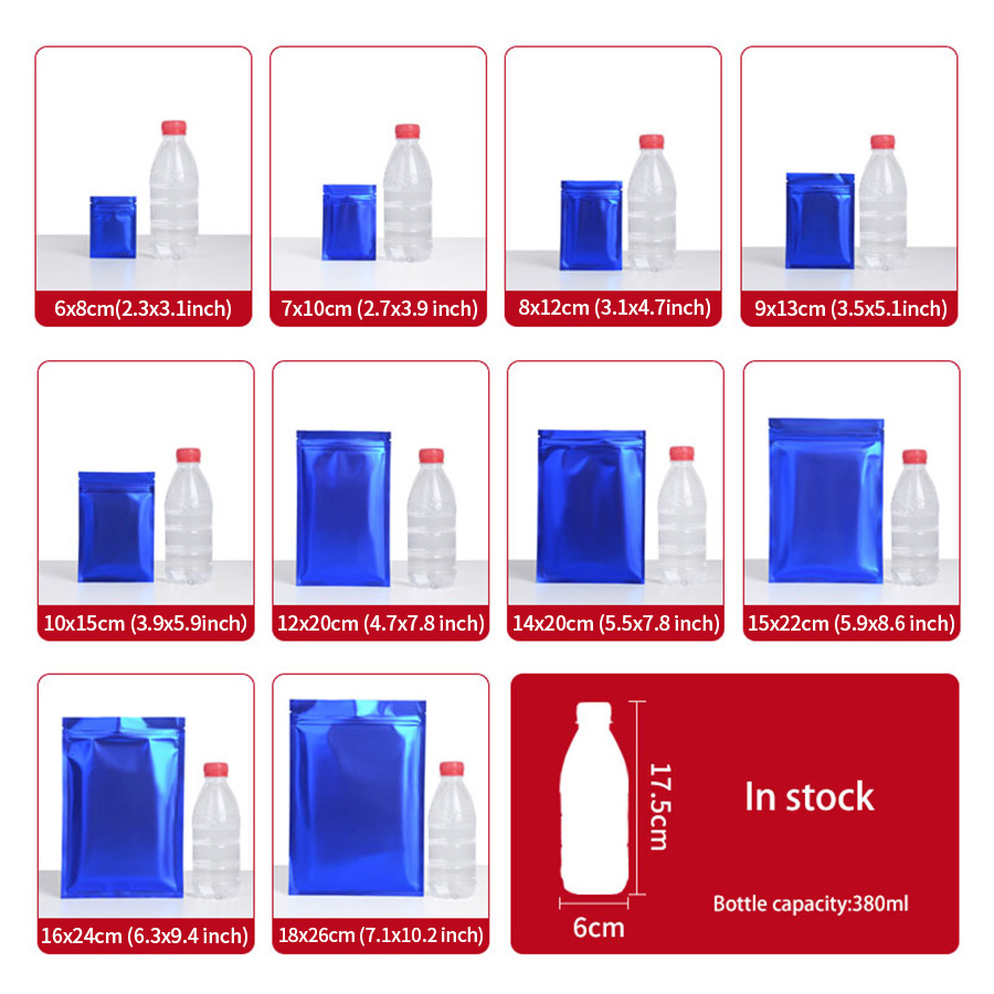 100개 무광택 블루 포일 지퍼 파우치, 수제 간식용  - Food Storage For 리뷰 및 가격