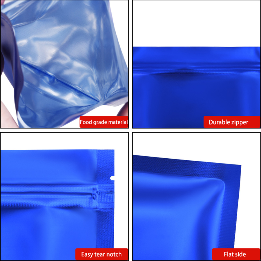 100개 무광택 블루 포일 지퍼 파우치, 수제 간식용  - Food Storage For 리뷰 및 가격