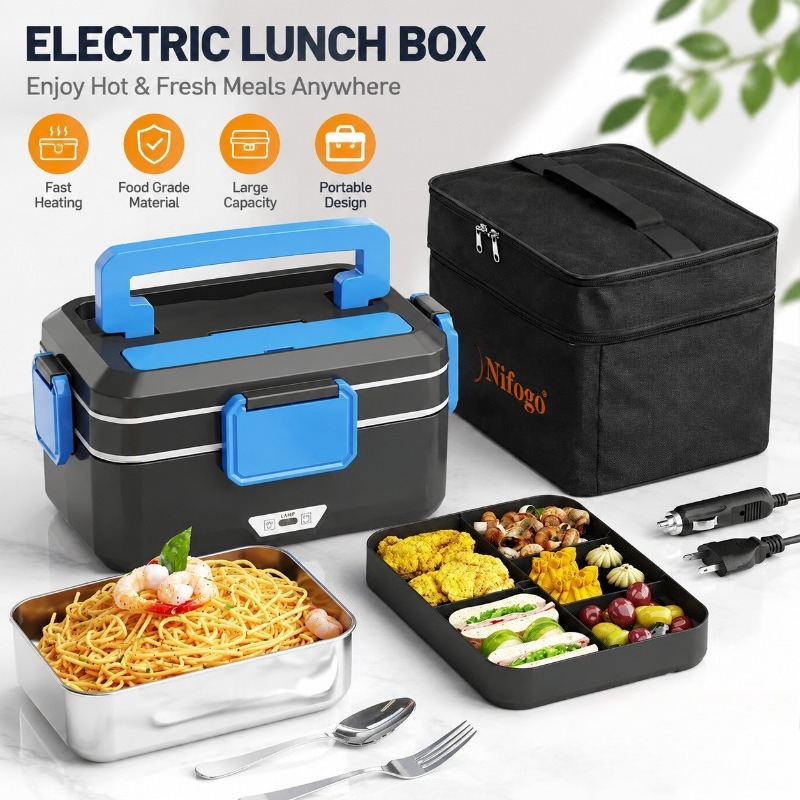 이중 용도 전기 가열 도시락, 12V 차량 및 가정용  - Food Storage Bag Organizer 리뷰 및 가격