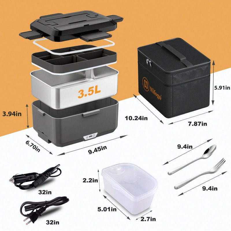 이중 용도 전기 가열 도시락, 12V 차량 및 가정용  - Food Storage Bag Organizer 리뷰 및 가격