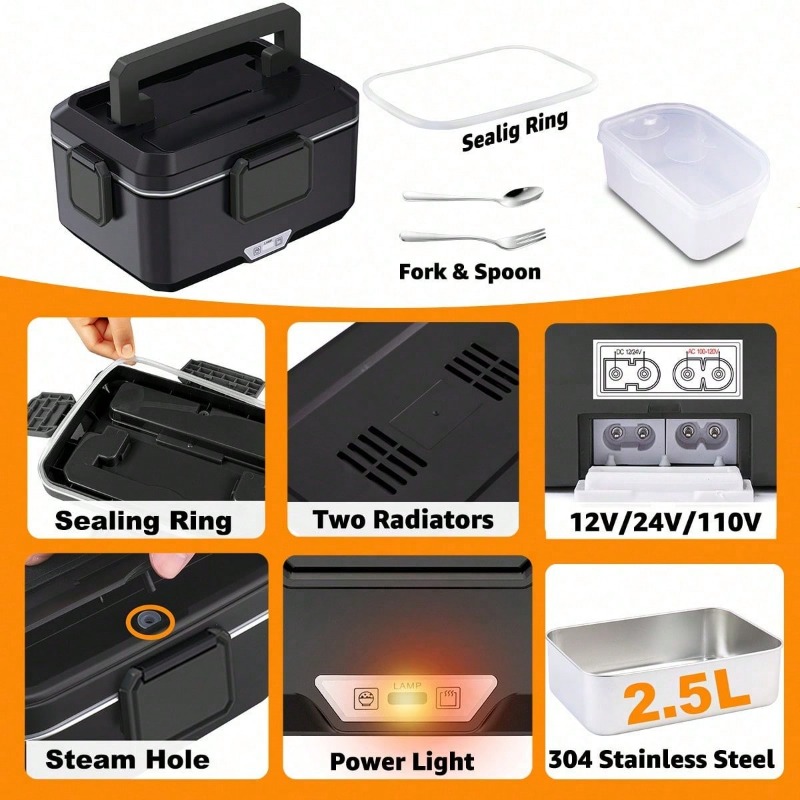 이중 용도 전기 가열 도시락, 12V 차량 및 가정용  - Food Storage Bag Organizer 리뷰 및 가격