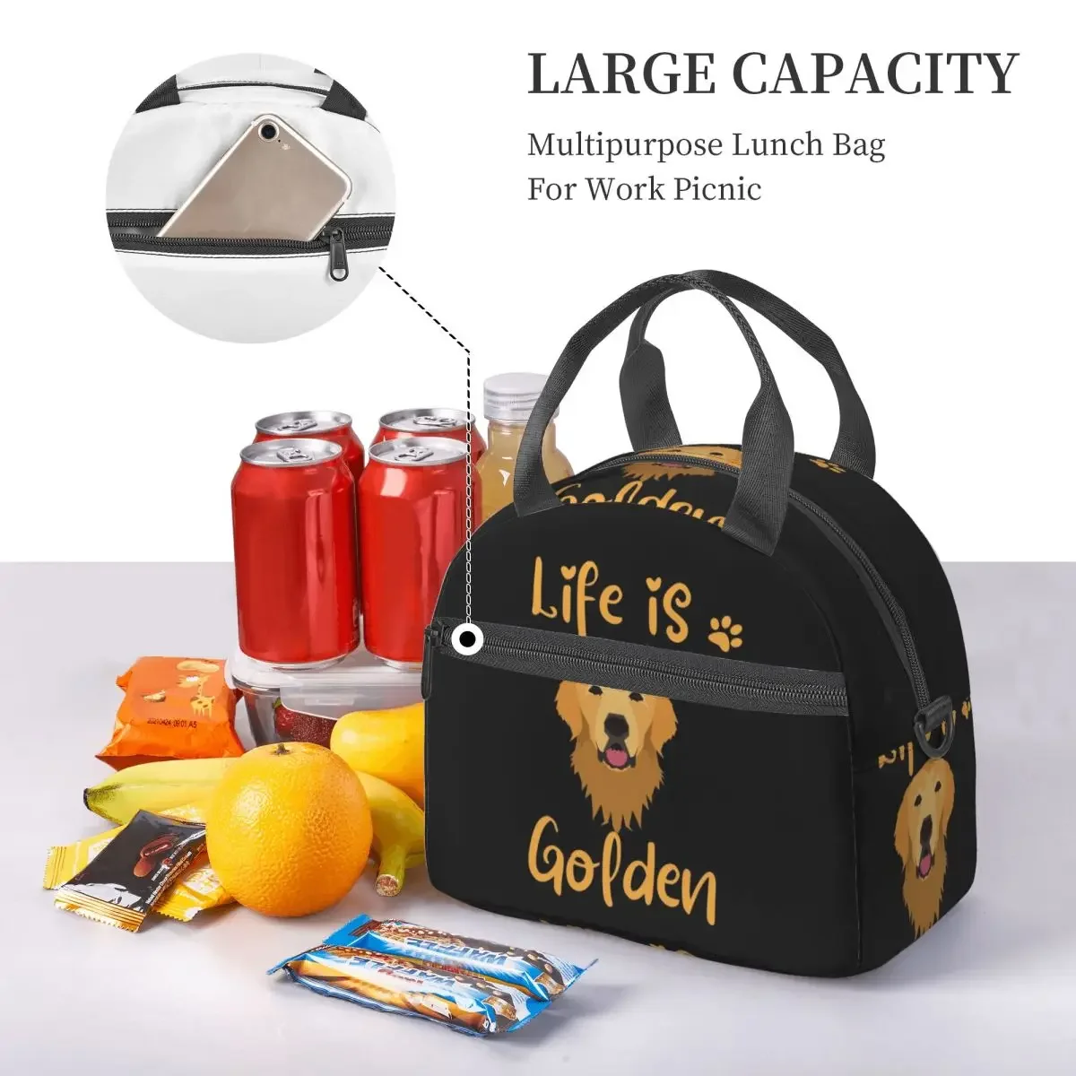 골든 리트리버 쿼트 여성용 절연 도시락 가방 피크닉 보 - Food Storage Quotes 리뷰 및 가격