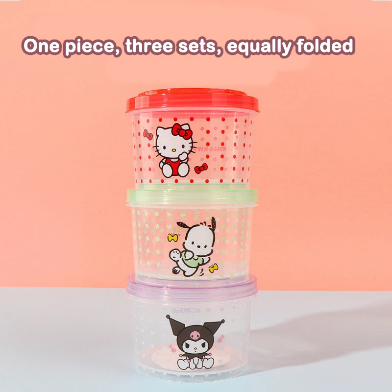 키티 도시락 세트 3종 귀여운 쌓을 수 있는 뚜껑있는  - Food Storage Kitchen Container Set 리뷰 및 가격